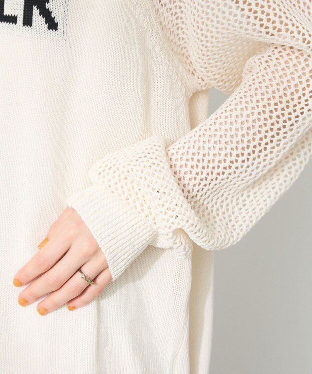 CRAFT STANDARD BOUTIQUE ロゴジャガードメッシュニットプルオーバー Ivory