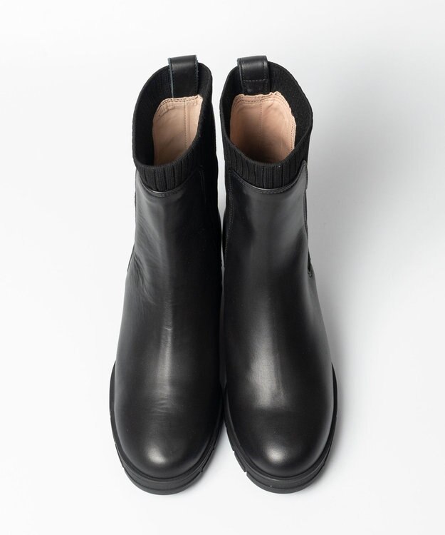 BONTRE 【UNISA/ウニサ】サイドリブニットショートブーツ ブラック