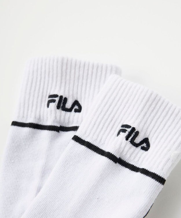 FILA GOLF／marie claire 【FILA GOLF】ライン入りクルーソックス ホワイト