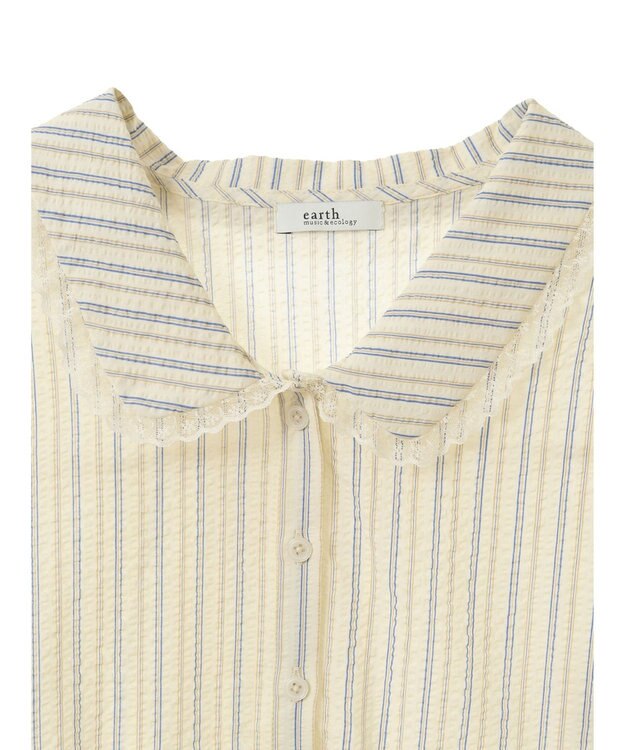 earth music&ecology ミニパフショートスリーブブラウス Sax