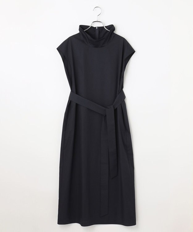 #Newans 【洗える】AMELIA / ハイネックナローシルエットワンピース ネイビー系