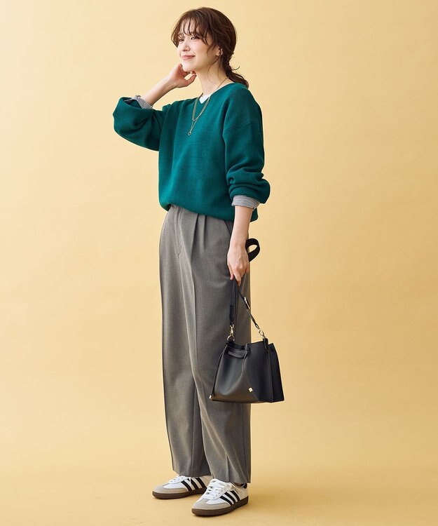 ANY 【8色展開】Vネックデイリーニット グリーン
