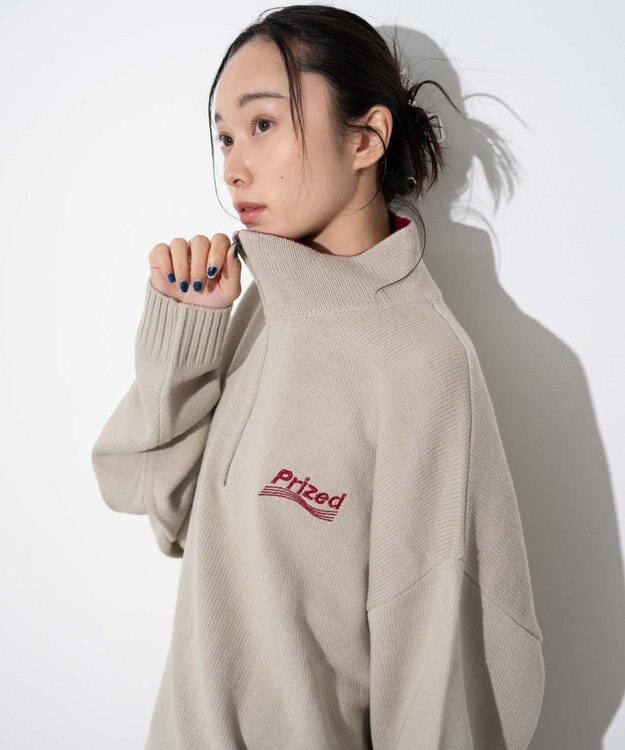 WEGO 【ユニセックス着用ITEM】ワンポイントハーフジッププルオーバー オフホワイト