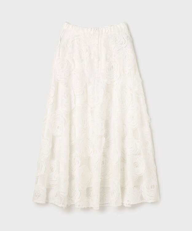 GRACE CONTINENTAL ローズ刺繍フレアスカート ホワイト