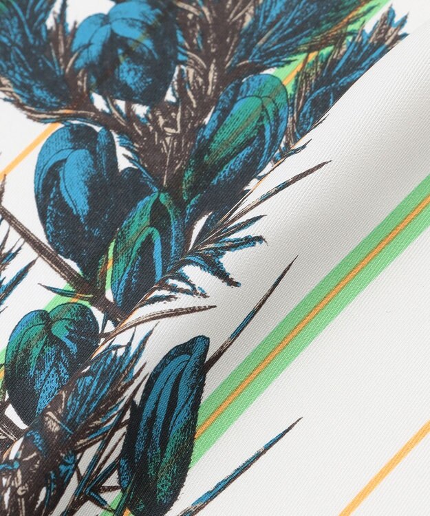 23区 manipri コラージュボタニカルフラワー シルク スカーフ ブルー