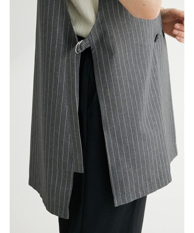 Green Parks アソート柄薄手ベスト Stripe Gray