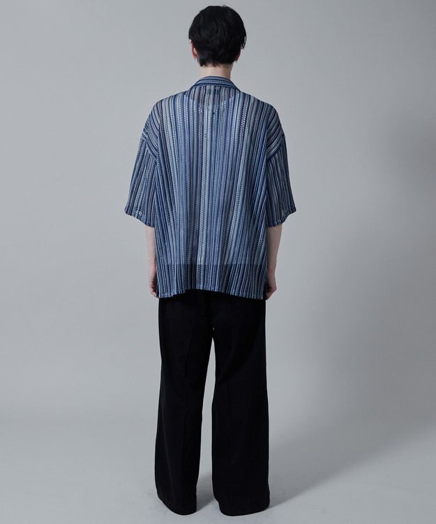 WEGO ストライプメッシュBIGシャツ（S） 柄3