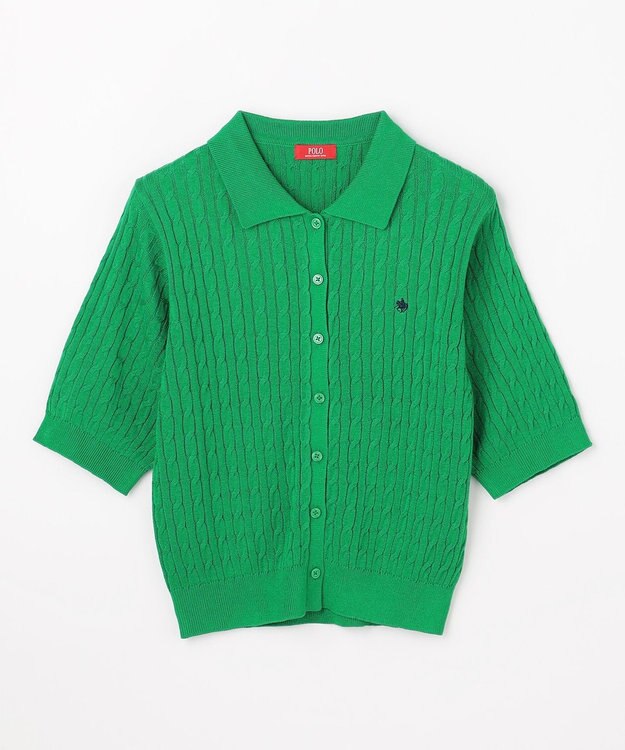 ANY 【POLO BCS別注】ケーブルニットポロ グリーン