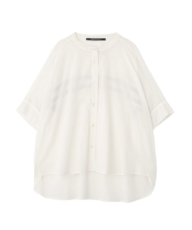 YECCA VECCA バック刺繍バンドカラーシャツ Off White