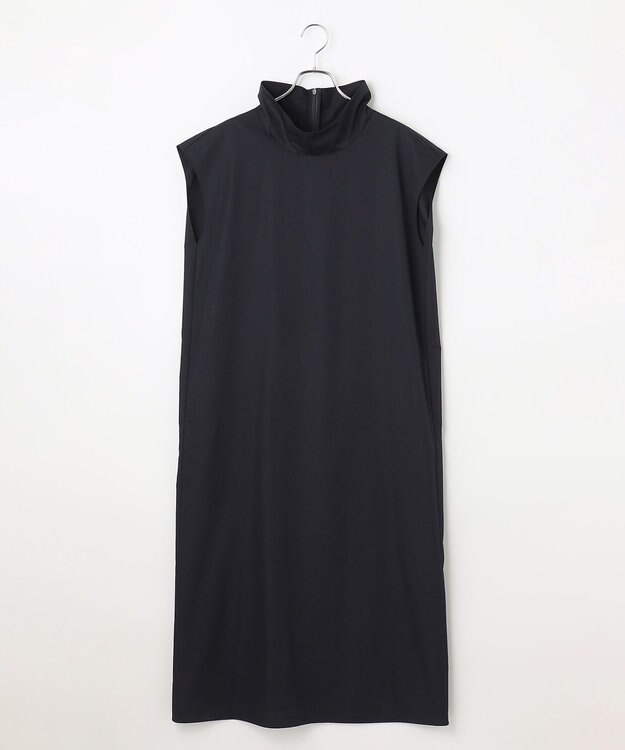 #Newans 【洗える】AMELIA / ハイネックナローシルエットワンピース ネイビー系