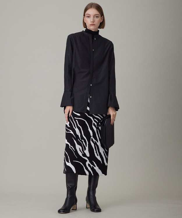 ICB 【洗える】アニマルジャガード  ニットスカート ブラック系