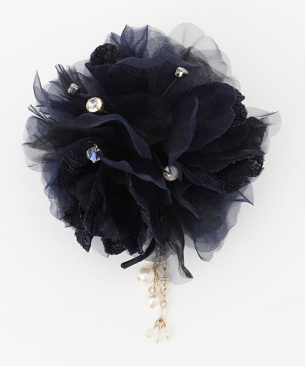 ANY SIS 【チャーム付き】レースミックス コサージュ ネイビー