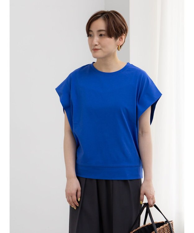 Te chichi 【接触冷感/遮熱/吸水速乾】ショルダータックドルマンTシャツ ブルー