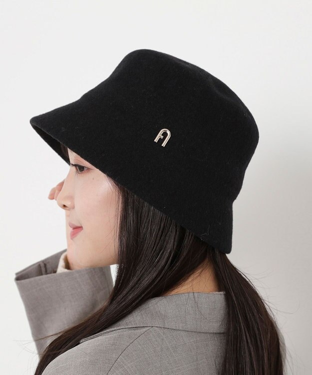 MOONBAT FURLA(フルラ)ロゴ付き バスクハット 帽子 UVカット サイズ調整 ブラック