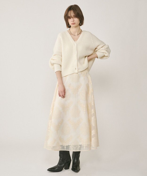 GRACE CONTINENTAL 畦ルーズニットカーディガン ホワイト