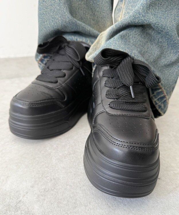 WEGO ボリュームレースアップ厚底スニーカー ブラックその他