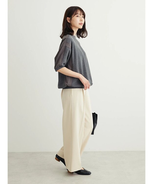 Green Parks ワッフル布帛ドッキングプルオーバー２ Gray Mixture