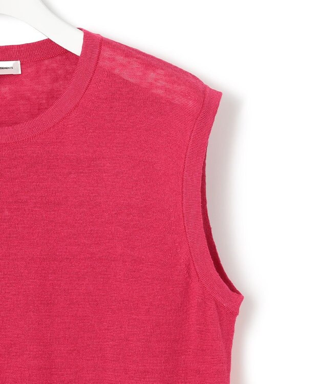 23区 【洗える】ピュアリネンハイゲージ ノースリーブ ニット マゼンタピンク系