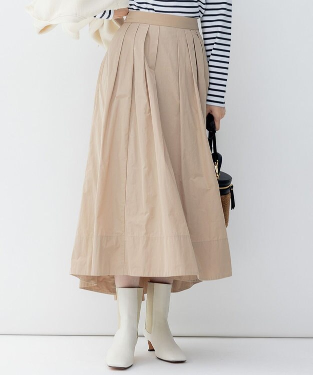 23区 L 【洗える】ライトメモリーウェザー フレアスカート ベージュ系