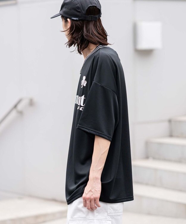 WEGO 【２点セット/ユニセックス着用ITEM/吸水速乾】アクセ付きメッシュロゴT（SS） ブラック