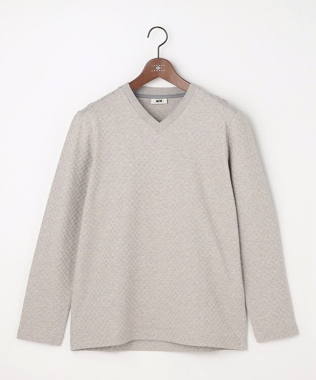 JOSEPH ABBOUD 【上質な肌触りと美しい光沢感 】ブロックリンクス 長袖Ｔシャツ　26SSモデル ライトグレー系