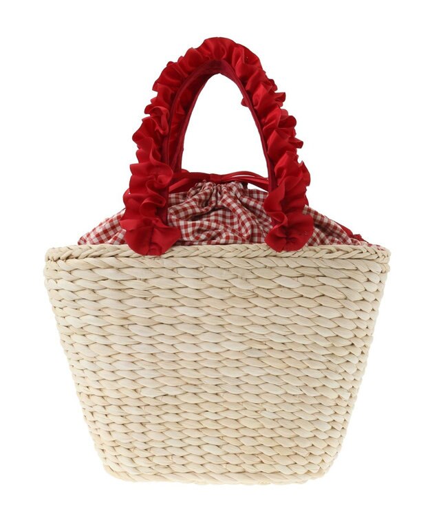 Maison de FLEUR チェリーメイズフリルハンドルカゴバッグ Red