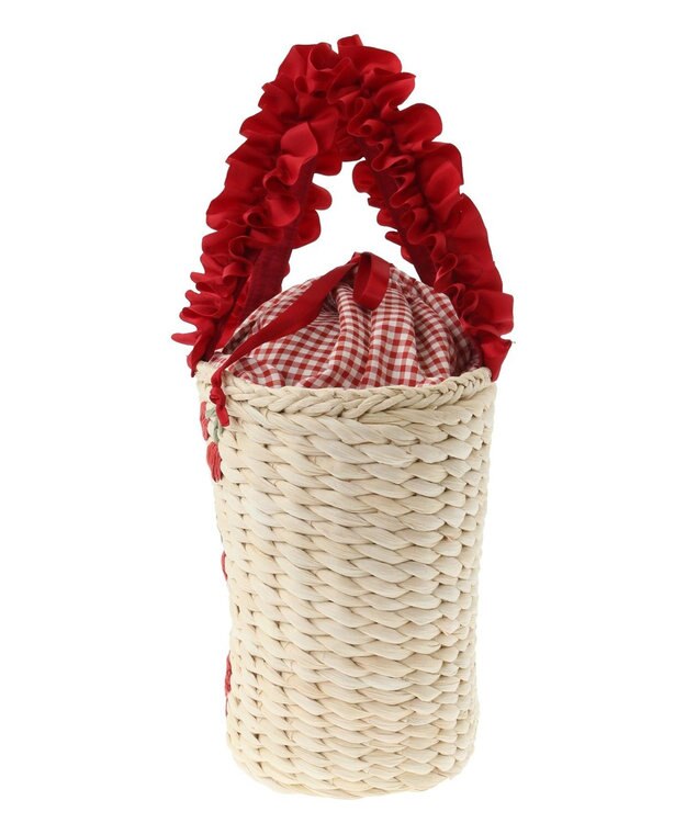 Maison de FLEUR チェリーメイズフリルハンドルカゴバッグ Red