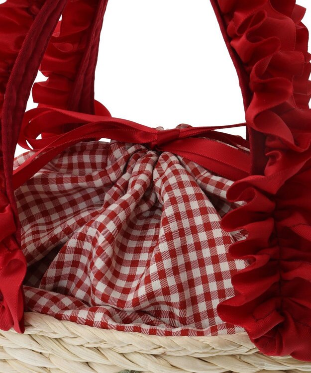 Maison de FLEUR チェリーメイズフリルハンドルカゴバッグ Red