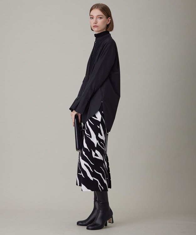 ICB 【洗える】アニマルジャガード  ニットスカート ブラック系