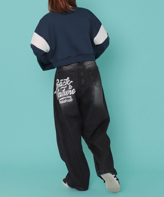 WEGO バックポケットロゴバギーデニム ブラック