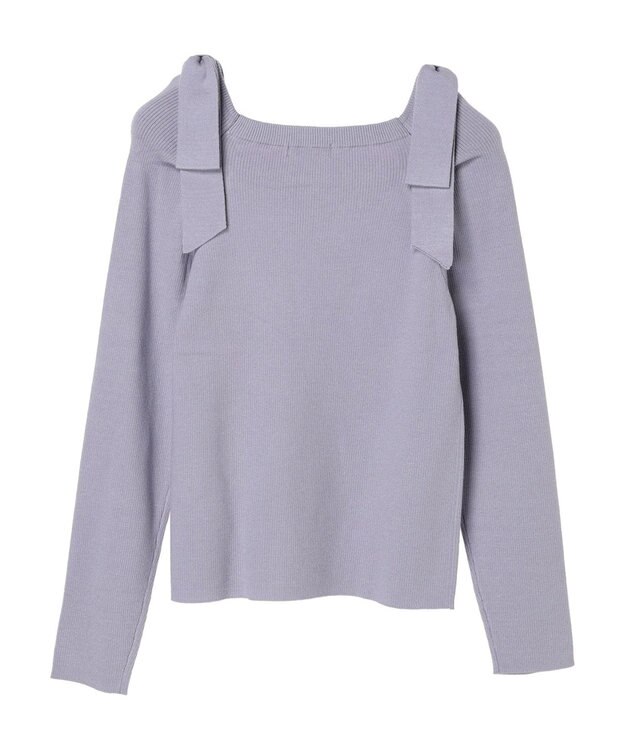 earth music&ecology 肩リボンニットプルオーバー Grayish Blue