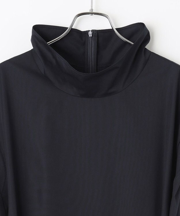 #Newans 【洗える】AMELIA / ハイネックナローシルエットワンピース ネイビー系