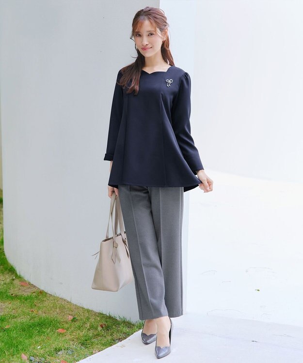 Tiaclasse スカラップ襟チュニック ネイビー