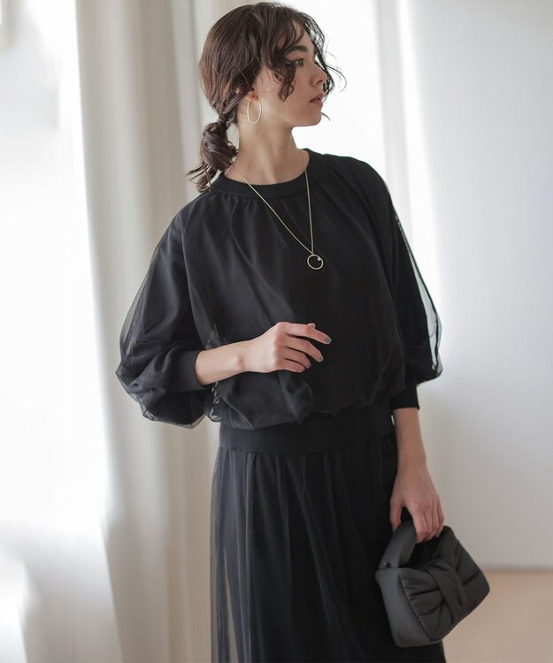 組曲 S 【WEB限定】チュールニット×リバーシブルスカート セット ブラック系