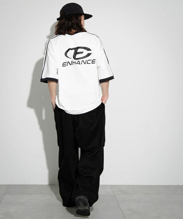 WEGO 【ユニセックス着用ITEM/MLサイズ展開】バックロゴラインリンガーT ホワイト