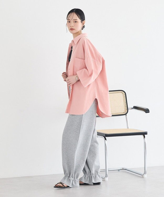 earth music&ecology 5分袖デニムシャツ Pink