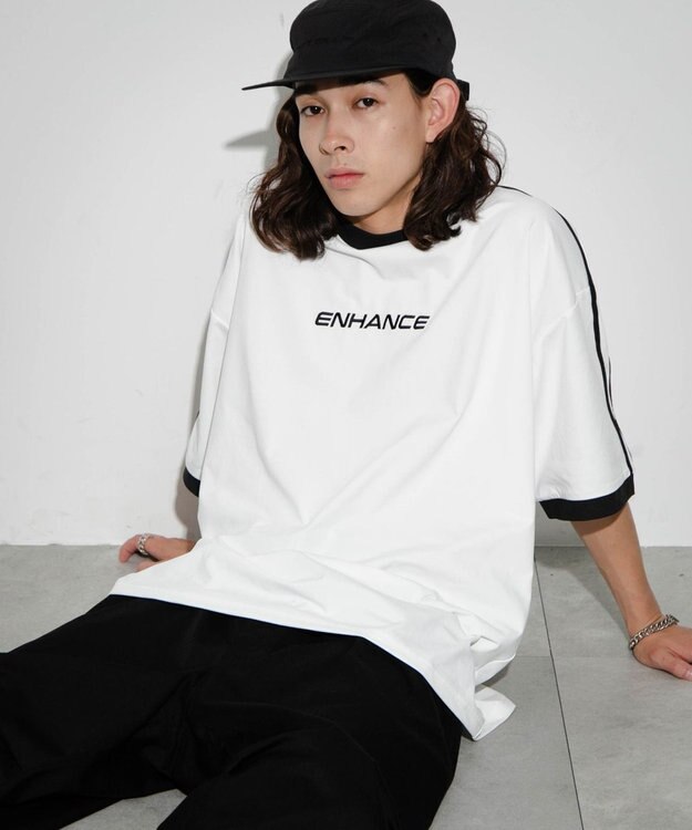 WEGO 【ユニセックス着用ITEM/MLサイズ展開】バックロゴラインリンガーT ホワイト