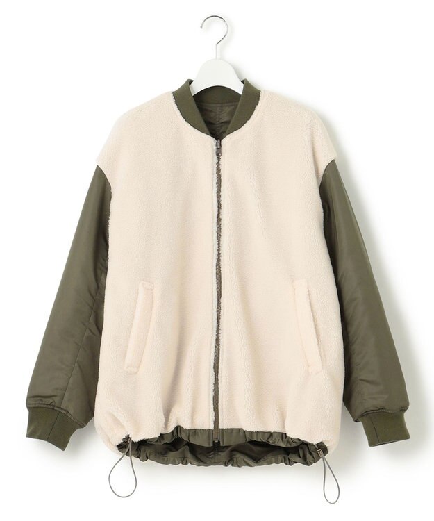 23区 S 【SLOW/一部店舗限定】リバーシブルボアコンビ ブルゾン アイボリーボアxカーキ