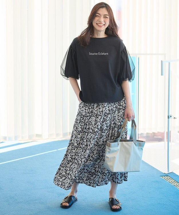 ANY 【洗濯機可/接触冷感/UVケア】エニィファンクションバルーンスリーブTシャツ ブラック