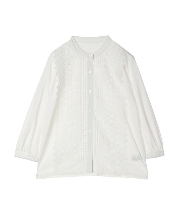 earth music&ecology フロントレースシフォンブラウス Off White