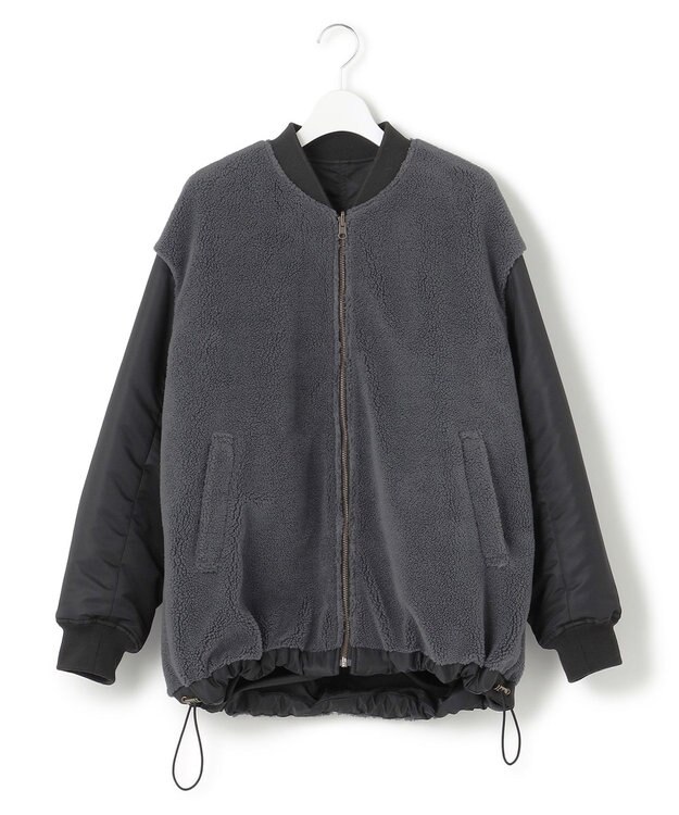 23区 S 【SLOW/一部店舗限定】リバーシブルボアコンビ ブルゾン スレートグレーボア xブラック