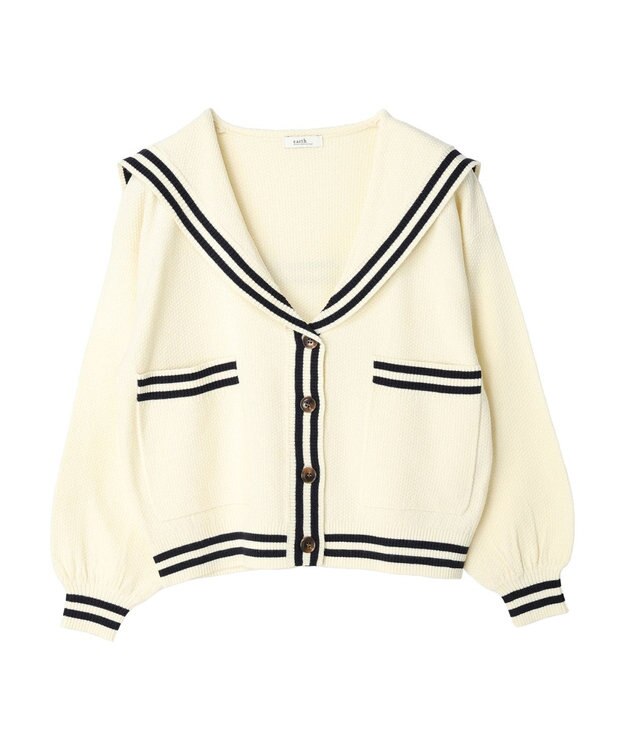 earth music&ecology セーラーニットカーディガン Ivory