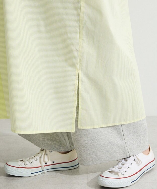 Green Parks ＵＶカットシャツワンピース Stripe Yellow