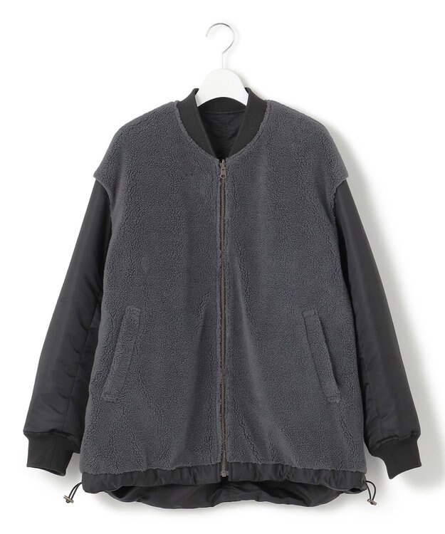 23区 S 【SLOW/一部店舗限定】リバーシブルボアコンビ ブルゾン スレートグレーボア xブラック