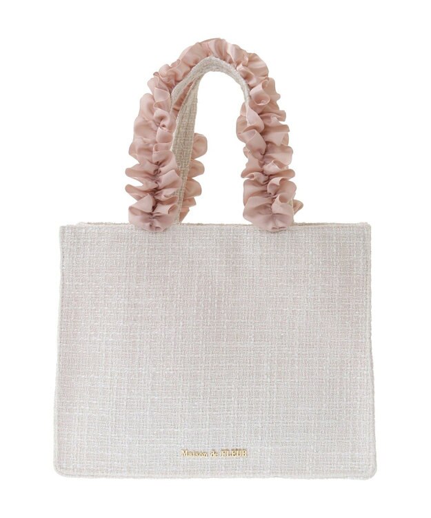 Maison de FLEUR ツイードフリルハンドルスクエアトートSバッグ Ivory