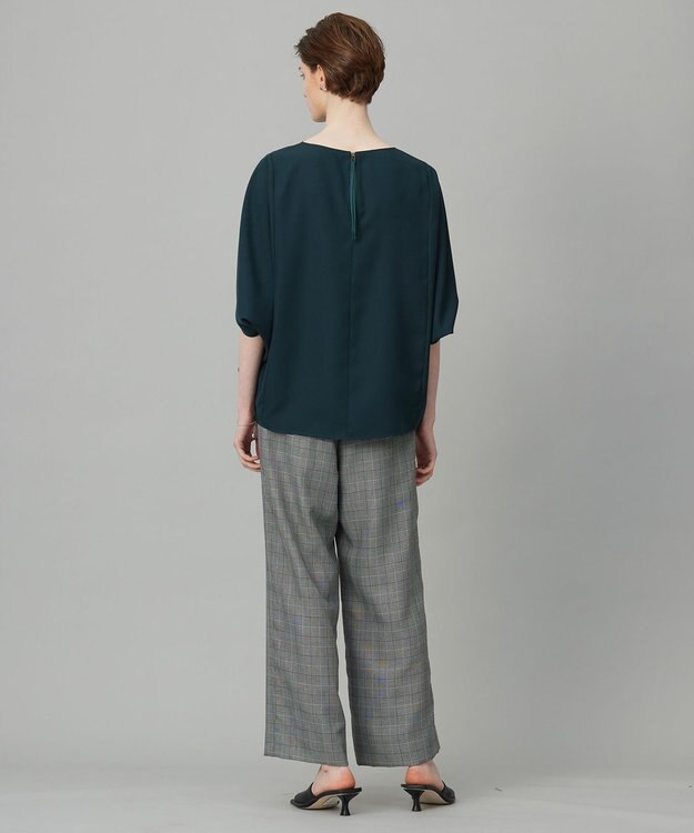 ICB 【新色追加・WEB限定カラーあり・UVケア・接触冷感・速乾・防シワ・洗える】FluidBackSatin ドルマンスリーブブラウス ディープパイン系