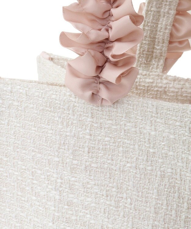 Maison de FLEUR ツイードフリルハンドルスクエアトートSバッグ Ivory