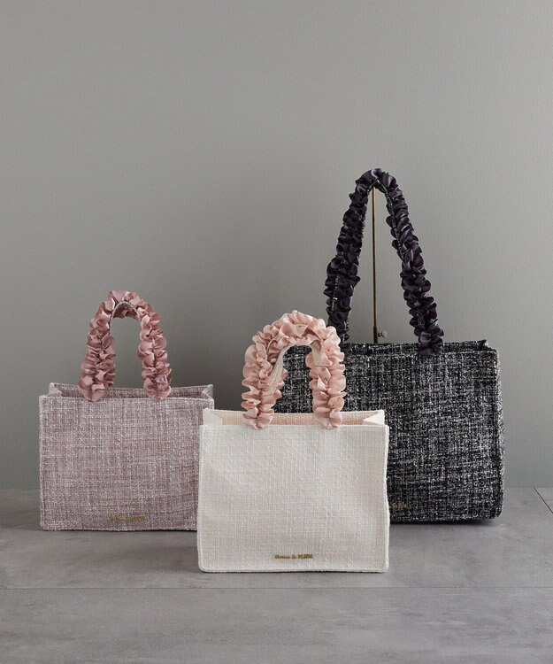 Maison de FLEUR ツイードフリルハンドルスクエアトートSバッグ Ivory