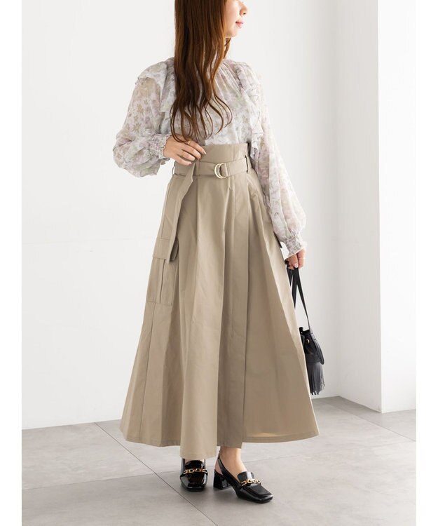 Te chichi カーゴフレアスカート ベージュ