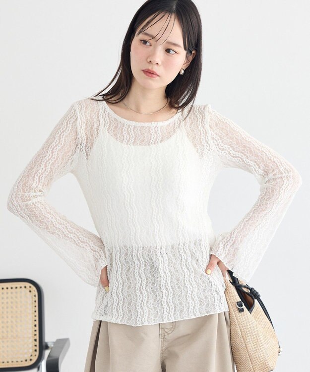 earth music&ecology レースプルオーバー Ivory